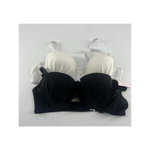 Set of 2 Simple Pleasures Bras Womens Size 36 B Black White Lace Sexy 1 is New